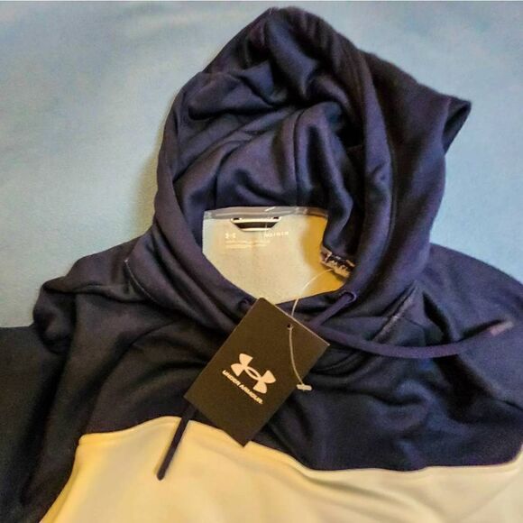 Under Armour Womens Hoodie Blue UA Qualifier Color Block Pullover Size M - Picture 7 of 8